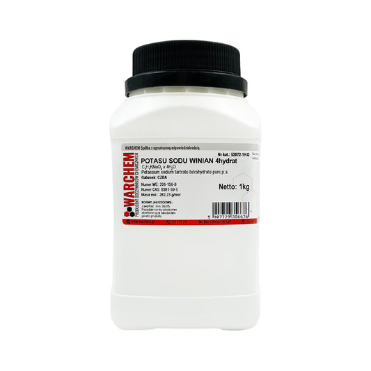 Natrium-Kalium-Tartrat 4-Hydrat, 1kg, Biogo.de, chemische Verbindung in transparentem Beutel, Nahaufnahme