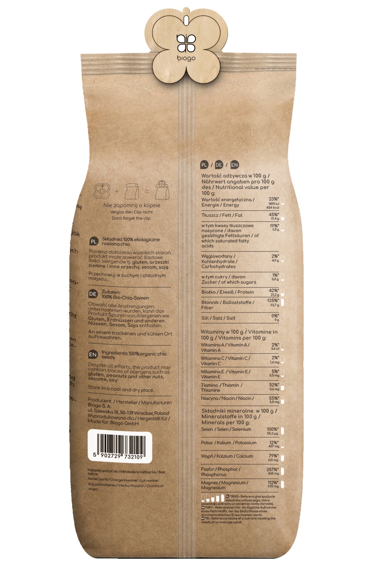 Sementes de Chia (Salvia Hispanica) bio 1 kg BIOGO