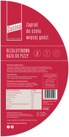 Glutenfreier Pizzaboden 240 g Cucina