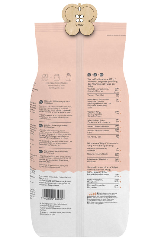 Ungeschälte Buchweizengrütze 1 kg BIOGO - Biogo.de