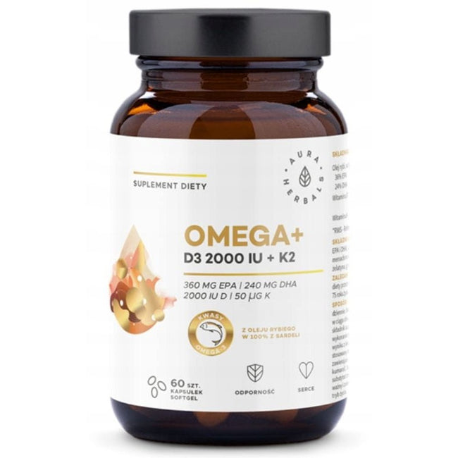 Omega + Vitamina D3 2000 UI + K2 60 AURA HERBALS Capsule Softgel Main Image