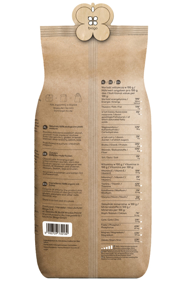 Ovsové vločky bio 600 g BIOGO Main Image