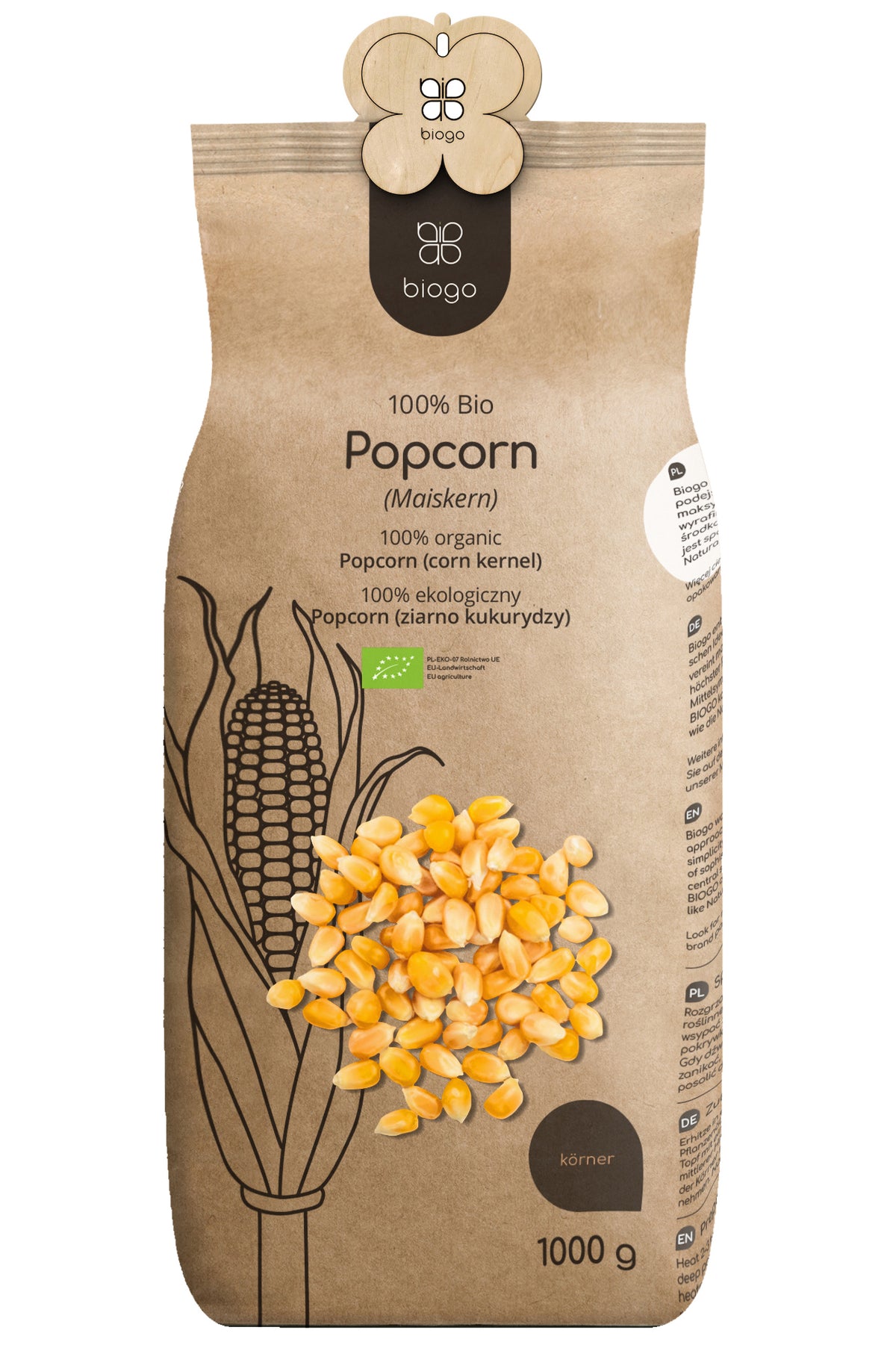 Popcorn (corn kernels) organic 1 kg BIOGO 