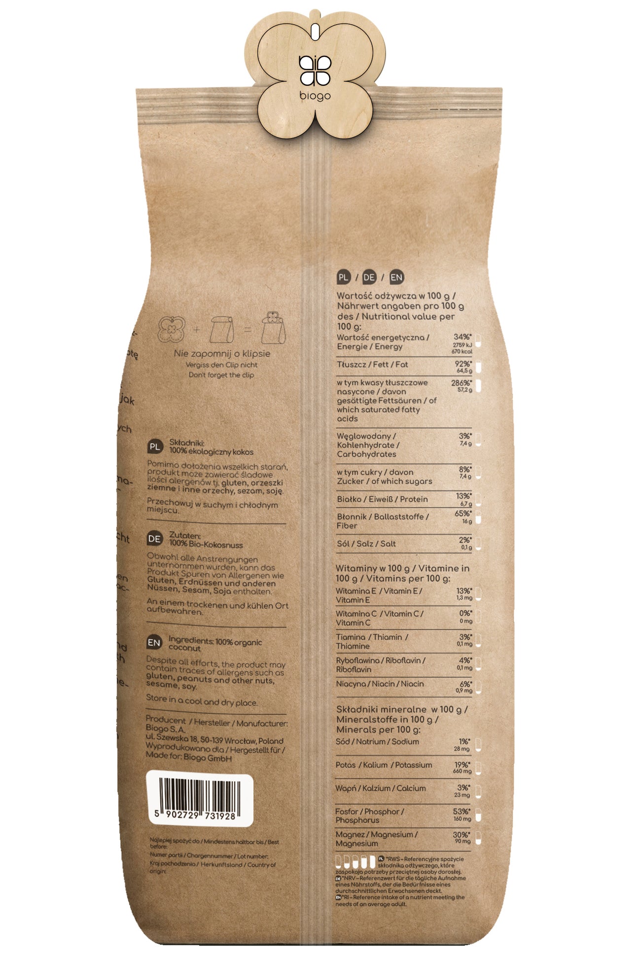 Kokosové hobliny bio 500 g BIOGO Doplňkový obrázek produktu