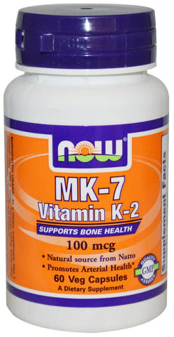 Vitamin K2 - MK7 K2 MK7 mit Natto 100mcg 60 Kapseln NOW FOODS