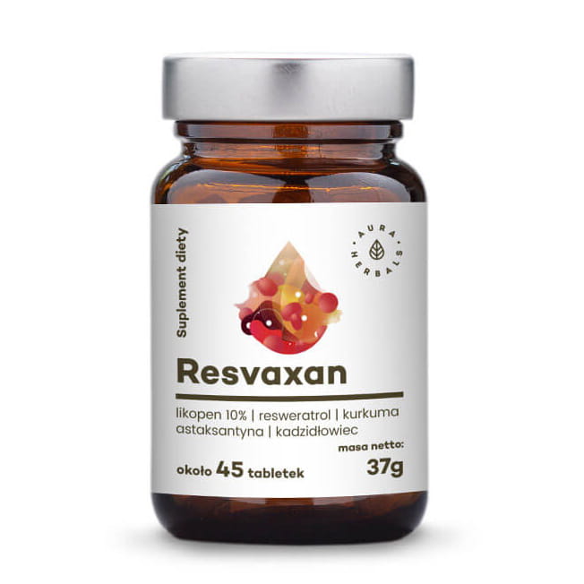 Resvaxan Lycopin 10% Resveratrol Kurkuma Astaxanthin Weihrauch 45 Tabletten AURA HERBALS