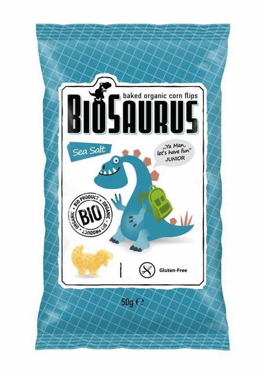 Dinosaurier-Maischips mit Meersalz glutenfrei BIO 50 g BIOSAURUS