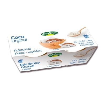 Bio-Kokosdessert von NATURGREEN, 2x125 g, cremige Kokosnusscreme in natürlicher Verpackung, vegan und ohne Zusatzstoffe