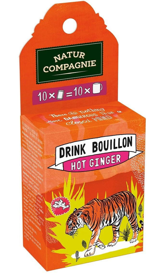 BIO Ingwerbrühe im Trinkbeutel von NATUR COMPAGNIE, 10 x 5 g, frisch und aromatisch, in praktischer Beutelverpackung.