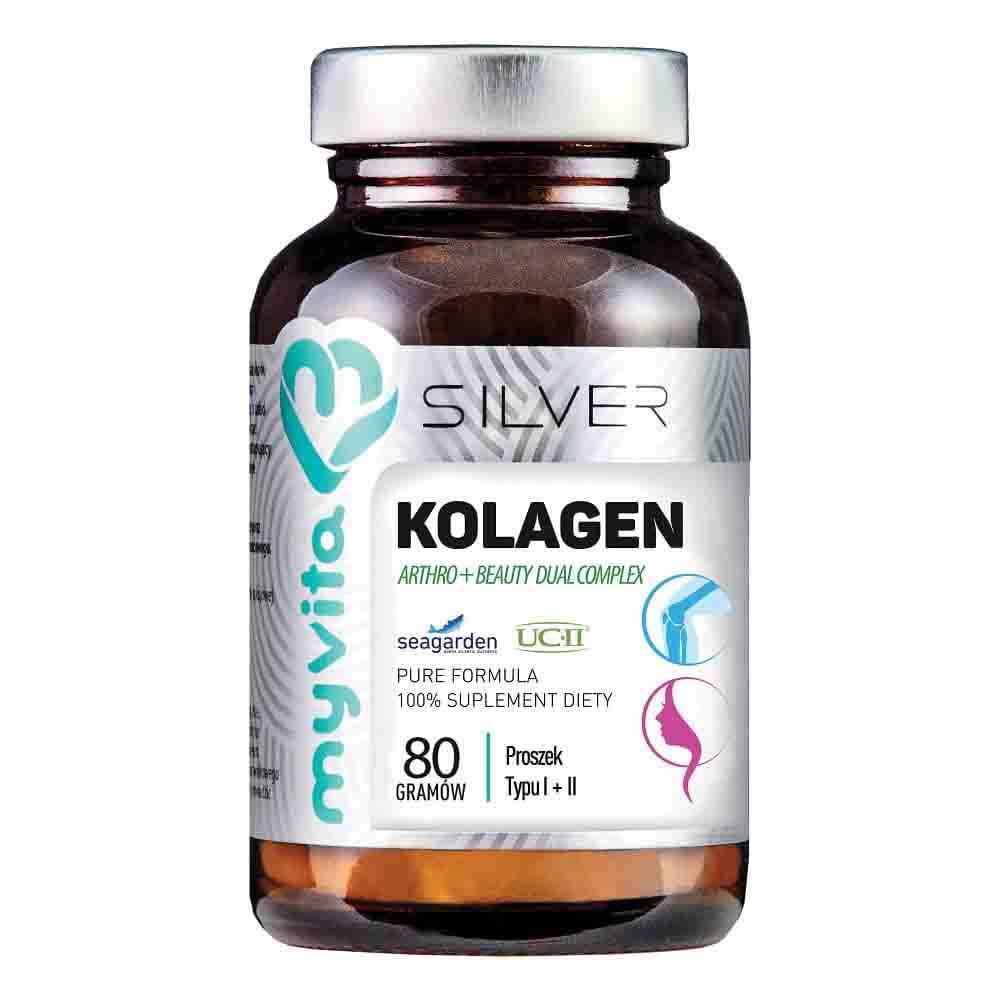 Collagen Arthro + Beauty Dual Complex Norwegisches Kollagen Typ I und II Pulver 80g MYVITA SILVER PURE