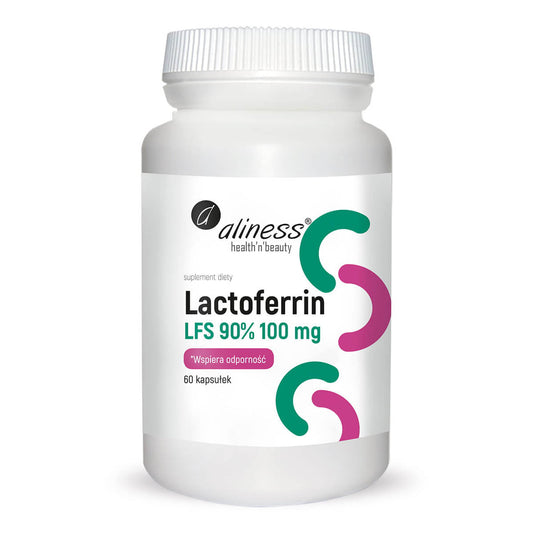 Lactoferrin Kapseln von ALINESS, 100mg, 60 Stück, hochwertiges Nahrungsergänzungsmittel mit 90% Lactoferrin.