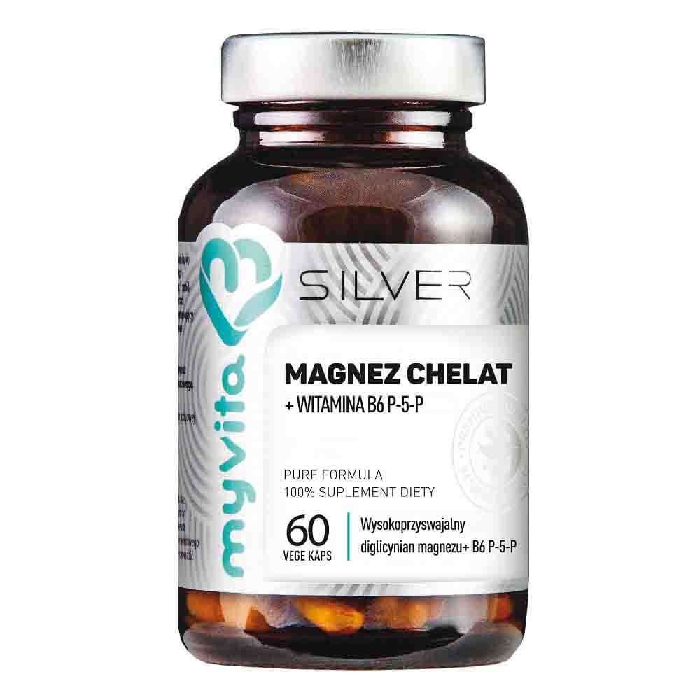 Magnesiumchelat Magnesiumbisglycinat + Vitamin B6 P - 5 - P 60 Kapseln MYVITA SILVER PURE