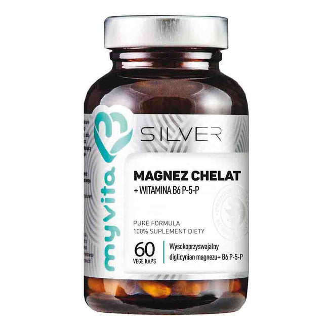 Magnesiumchelat Magnesiumbisglycinat + Vitamin B6 P - 5 - P 60 Kapseln MYVITA SILVER PURE Hover Image