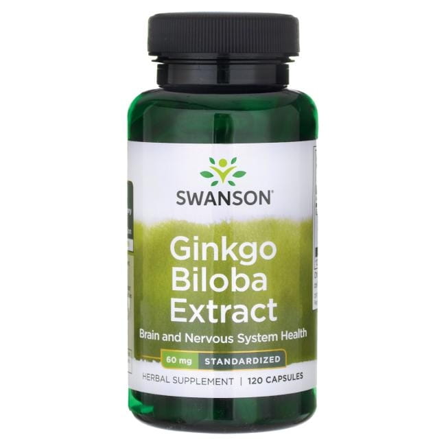 Ginkgo biloba 60 mg Ginkgo biloba-Extrakt 24 % 120 Kapseln SWANSON Hover Image