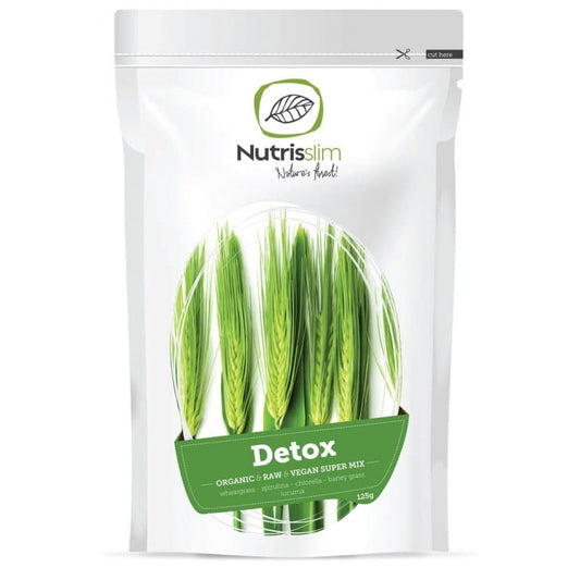 Bio-Detox Superfoods-Mix von NUTRISLIM in 125g Packung mit verschiedenen getrockneten Superfoods und natürlichen Zutaten