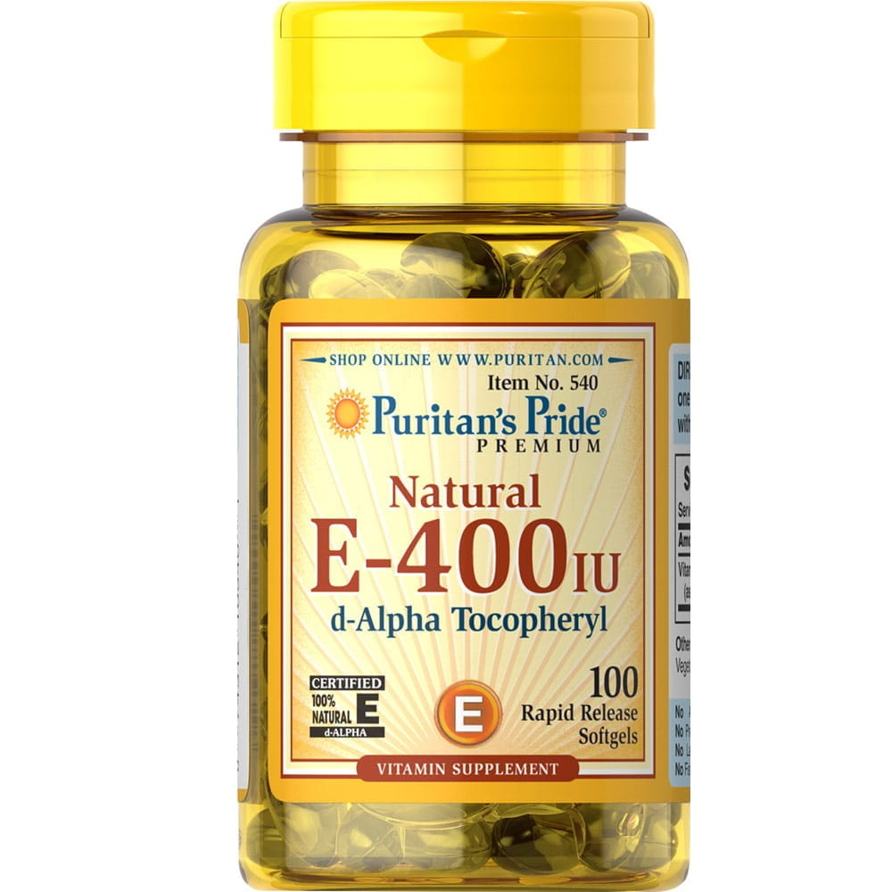 Vitamin E 400 IE Kapseln von PURITAN'S PRIDE, natürliche Vitamin E Ergänzung in 100 Kapseln, sichtbare Verpackung