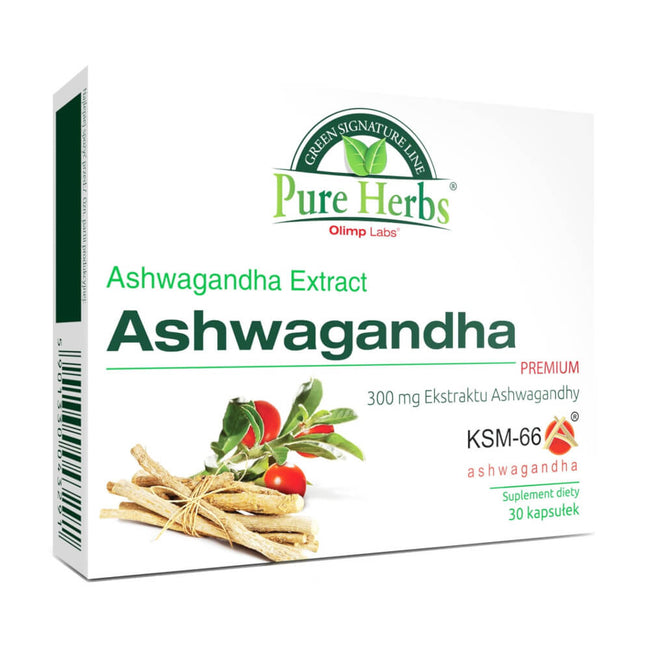 Ashwagandha KSM - 66 Extrakt 300 mg 30 reine Kräuterkapseln OLIMP LABS Hover Image