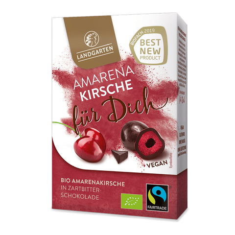 Gefriergetrocknete Amarenakirschen in Zartbitterschokolade glutenfrei BIO 90 g - LANDGARTEN