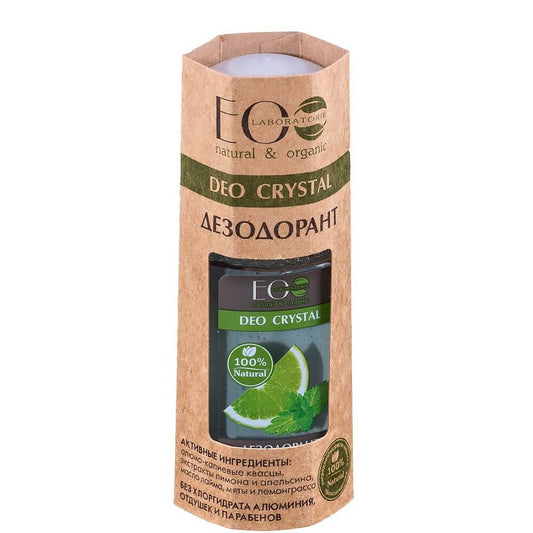 Deo Crystal Deodorant von EO LABORATORIES, 50 ml, 100% natürlich, festes Deodorant in transparentem Behälter.