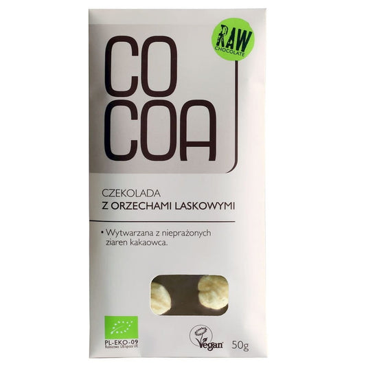 Bio Haselnuss-Schokolade von COCOA, 50 g, cremige Schokolade mit knackigen Haselnüssen, naturbelassen und lecker.