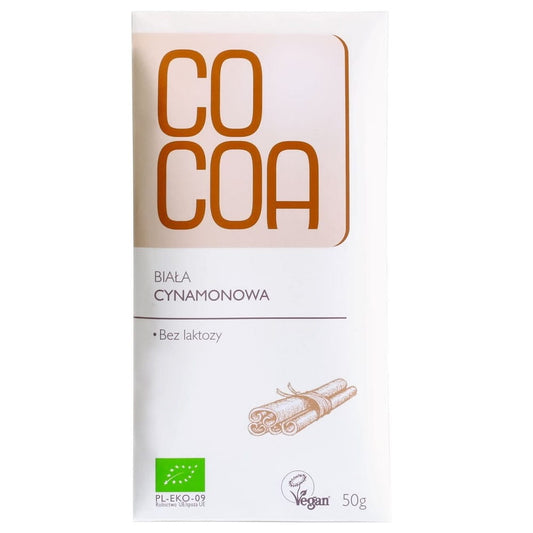Bio Zimtschokolade von COCOA, 50 g, mit Zimt und Kakaogeschmack, in einer ansprechenden Verpackung.