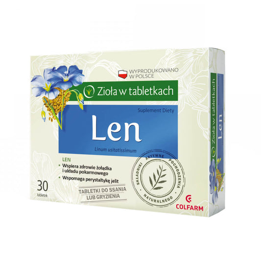 Leinen-Tabletten von COLFARM, 150 mg, 30 Stück, helle Tabletten in einer weißen Packung, natürliche Nahrungsergänzung