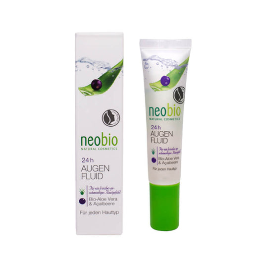Neobio Augengel mit Aloe Vera und Acai-Beeren, 15 ml, pflegendes Augengel in transparenter Tube mit grüner Verpackung
