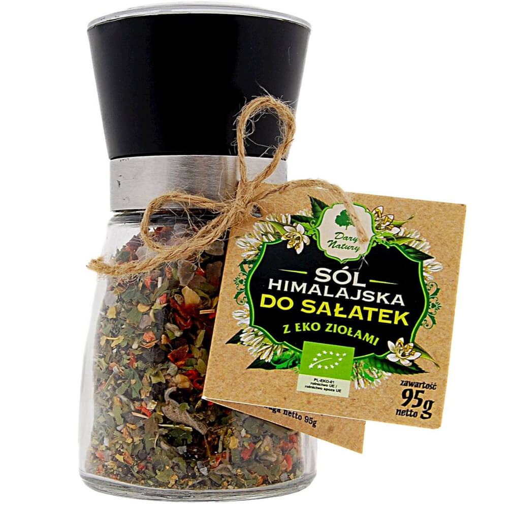 Himalaya-Salz in einer Mühle mit BIO-Kräutern für Salate 95 g - GESCHENKE DER NATUR