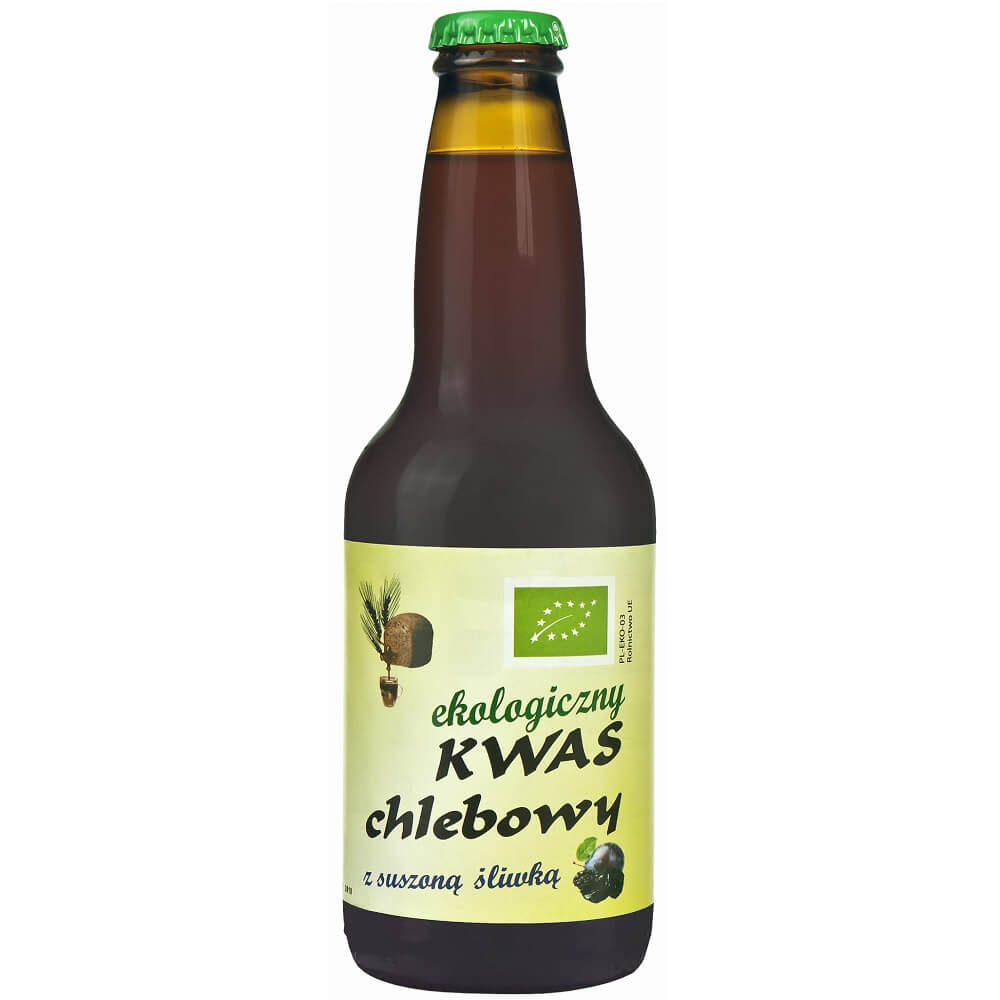 Bio Kwas mit getrockneten Pflaumen von EKO NATURA, 330 ml Flasche, naturtrinkbar und erfrischend.