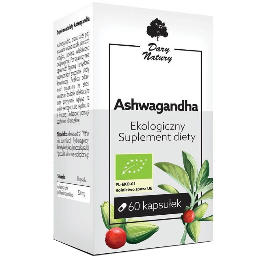 Ashwagandha BIO 60 Kapseln (520 mg) - GESCHENKE DER NATUR