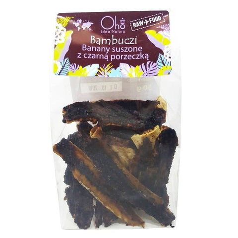 Getrocknete Bananen mit schwarzer Johannisbeere roh BIO 50 g - OHO BAMBOO