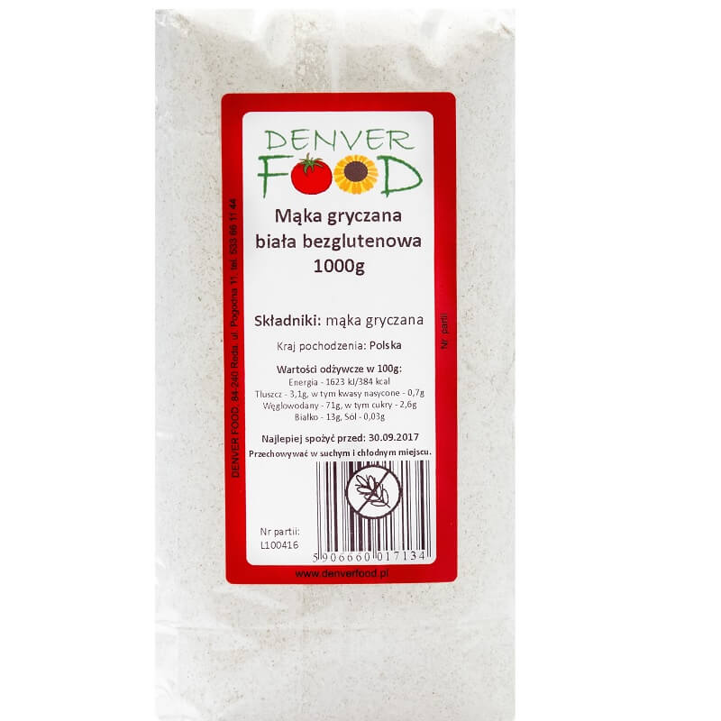 Glutenfreies weißes Buchweizenmehl 1000 g DENVER FOOD