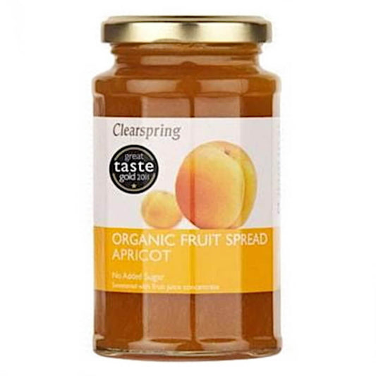 Aprikosenmousse BIO von CLEARSPRING in 290 g Verpackung, cremige Fruchtmousse mit frischen Aprikosen, sichtbare Textur und Fruchtstücke