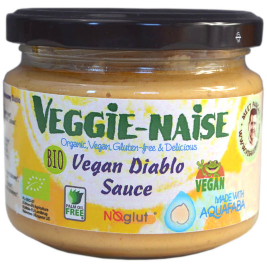 Vegane Mayonnaise Sauce BIO von VEGGIE-NAISE, 240 g, cremige und pflanzliche Mayonnaise in Glasverpackung.