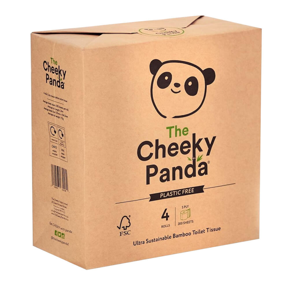 Dreilagiges Bambus-Toilettenpapier, 4 Rollen in Papier - CHEEKY PANDA