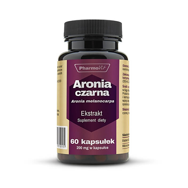 Schwarze Aronia 20:1 standardisierter Extrakt 25% Anthocyane 200mg 60 Kapseln PHARMOVIT