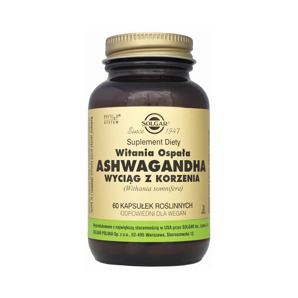 Witania träge Ashwagandha Ginseng - Indischer Ginsengwurzelextrakt 60 Kapseln SOLGAR