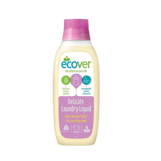 Flüssigkeit zum Waschen empfindlicher Kleidung von ECOVER, 750 ml, zeigt die Flasche mit umweltfreundlicher Textur und Produktlabel