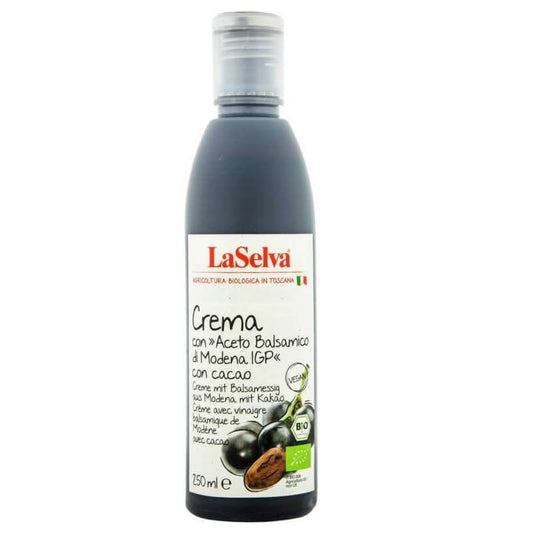 Bio Balsamico-Creme aus Modena mit Kakao von LASELVA, 250 ml, cremige dunkle Sauce für Gerichte und Desserts