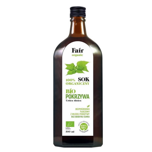 Bio Brennnesselsaft NFC von FAIR ORGANIC in 500 ml Flasche, frischer grüner Saft mit Brennnesselblättern, gesund und naturbelassen