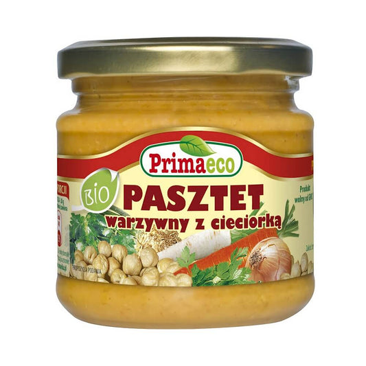 Gemüsepastete mit Kichererbsen von PRIMAECO, Bio, 160 g, cremige Pastete mit Gemüse und Kichererbsen in Dose.