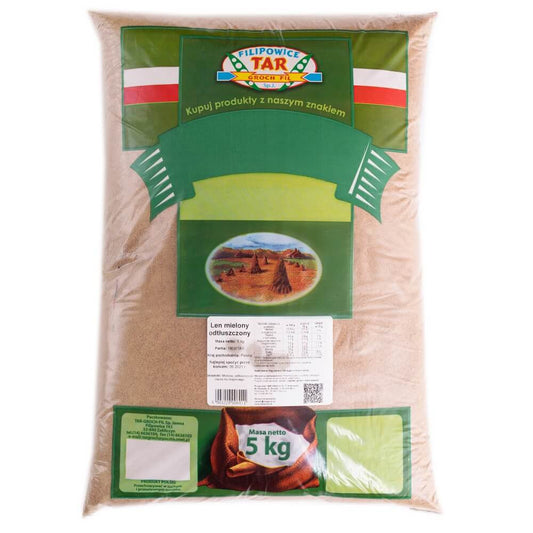 Gemahlener, entfetteter Leinsamen von TARGROCH, 5 kg Packung, fein gemahlen für gesunde Ernährung und Backwaren