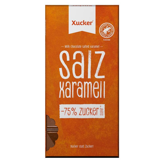 Milchschokolade mit Xylit, Salz und Karamell ohne Zuckerzusatz Salz Xaramell 80g XUCKER