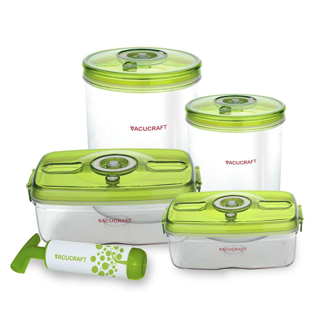 Set aus 4 Vakuum-Lebensmittelbehältern mit Pumpe - VACUCRAFT
