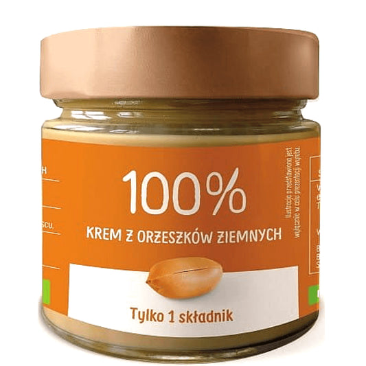 Bio Erdnusscreme von EKOWITAL in 175 g Glas, cremige Erdnussbutter mit Bio-Zutaten, sichtbar im Glas mit Löffel.