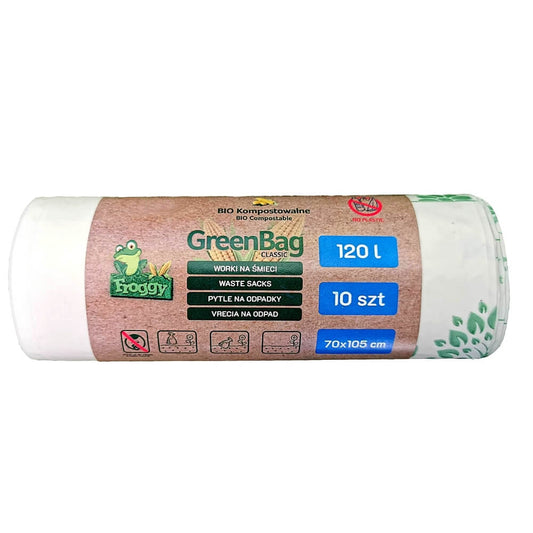 Kompostierbare BIO- und Mischabfallsäcke, 120 L, 10 Stück, von FROGGY, aus umweltfreundlichem Material, für Bio- und Küchenabfälle