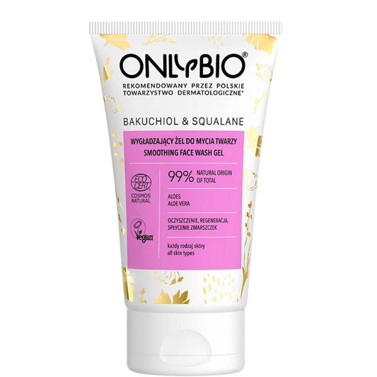 Sanftes Gesichtswaschgel mit Bakuchiol und Squalan von biogo, 150 ml, für glatte und gepflegte Haut, eco-friendly Verpackung