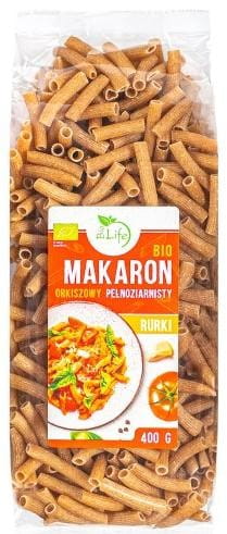 Vollkorn-Dinkelnudeln in Tube, 400g, BIO LIFE, biozertifiziert, sichtbare Nudeln in einer transparenten Verpackung