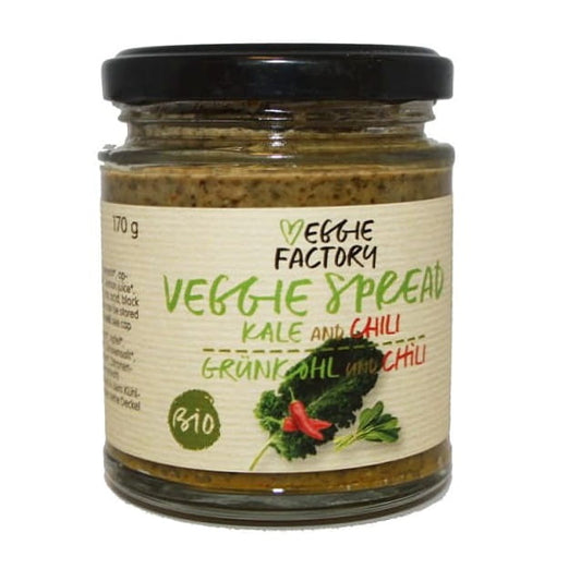 Gemüsepaste mit Grünkohl und Chili von VEGGIE FACTORY, 170g, cremige grüne Paste mit rotem Chili, natürliche Zutaten, EKO-zertifiziert