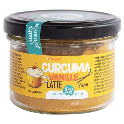 Getränkepulver mit Kurkuma und Vanille, BIO, TERRASANA, 70 g, Pulver für aromatischen Vanille-Kurkuma-Latte